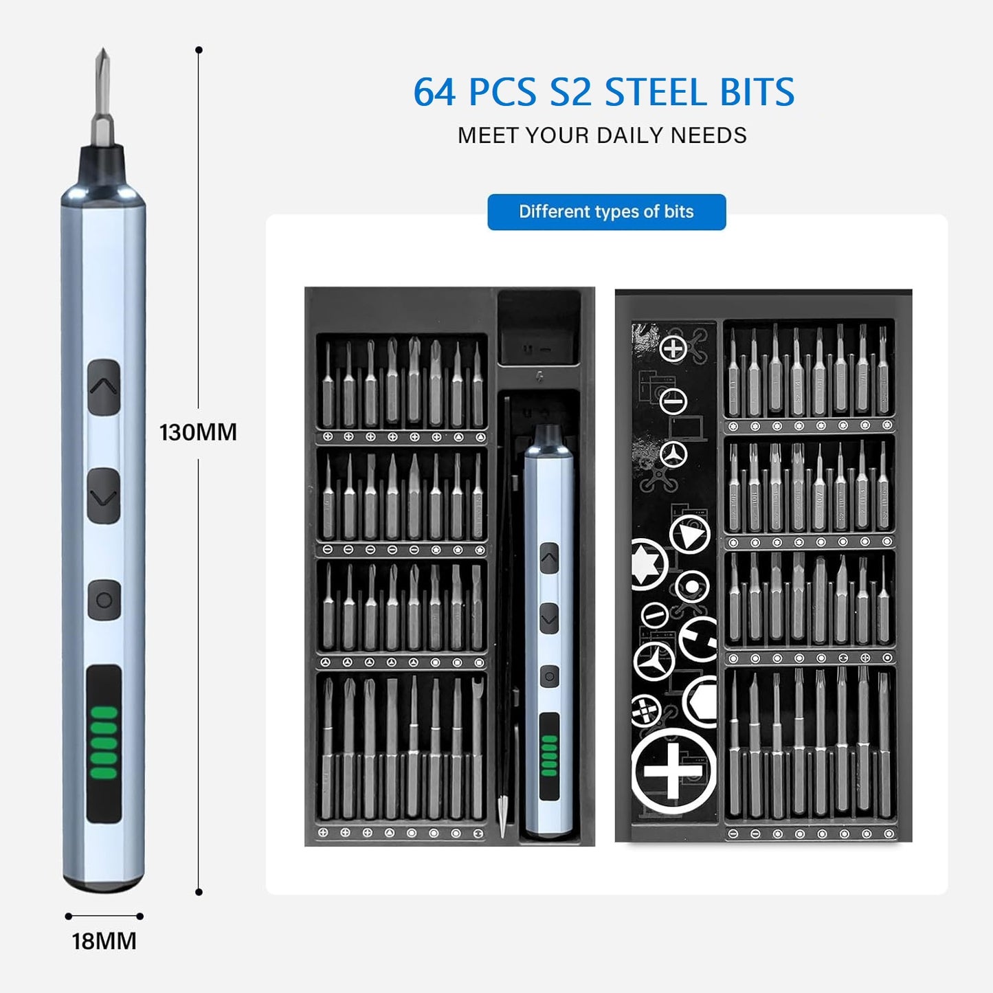 The Tool Storage™ Precision Electric Screwdriver Set - 68 in 1