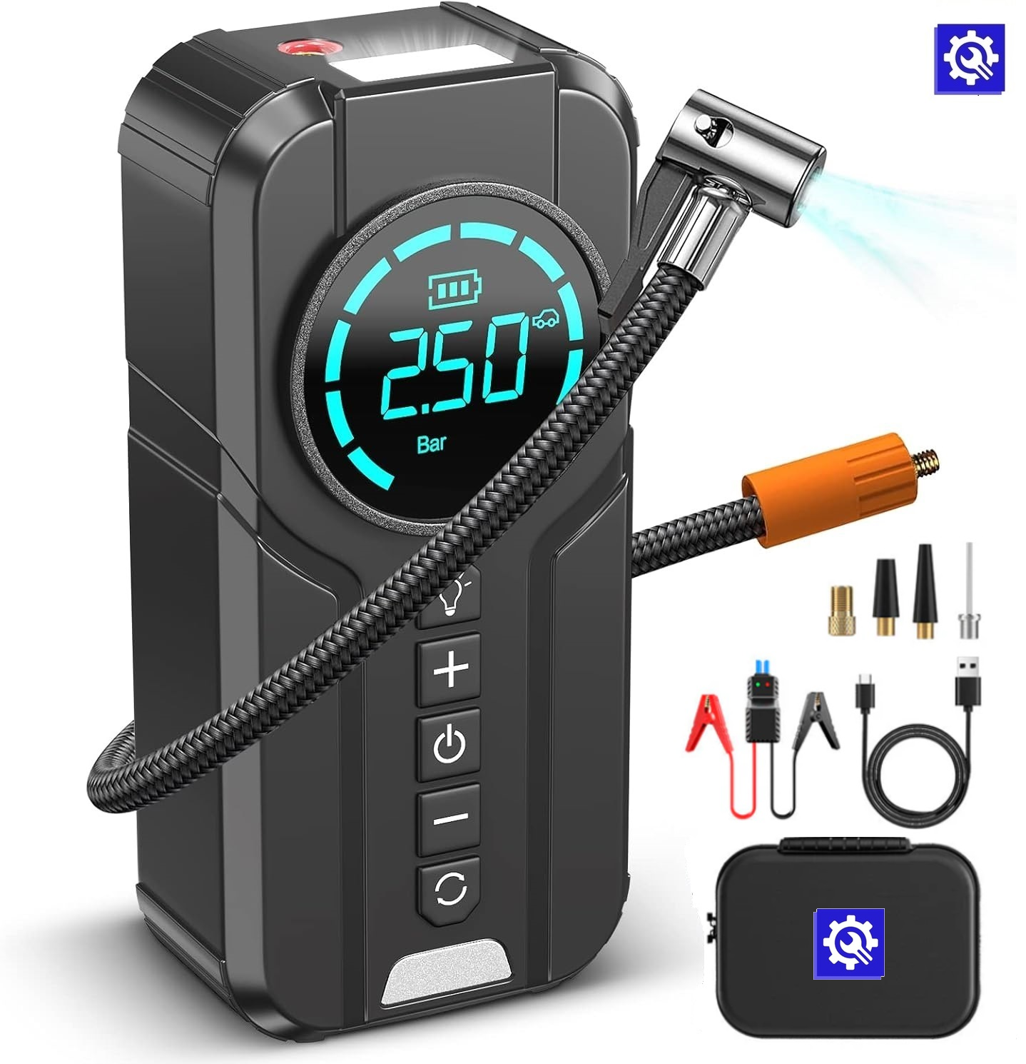 The Tool Storage™ Portable Car Jump Starter with Air Compressor